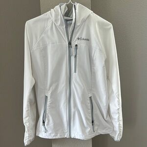 Columbia White Hooded Rain  Jacket
